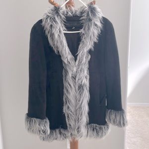 Vintage Genuine Leather Black (Faux Fur) Jacket